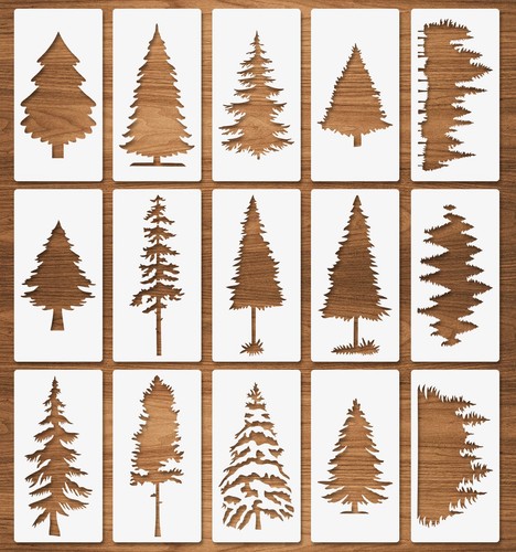 Pcs trees stencils pine - 15, stencils,