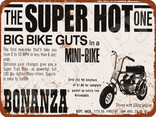 Bonanza mini bike metal sign - metal,