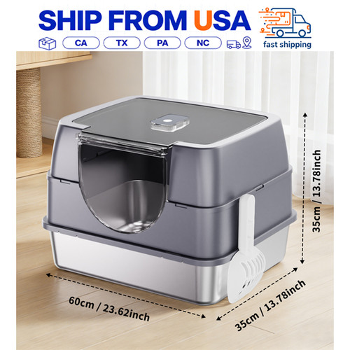 Stainless steel cat litter box - steel,