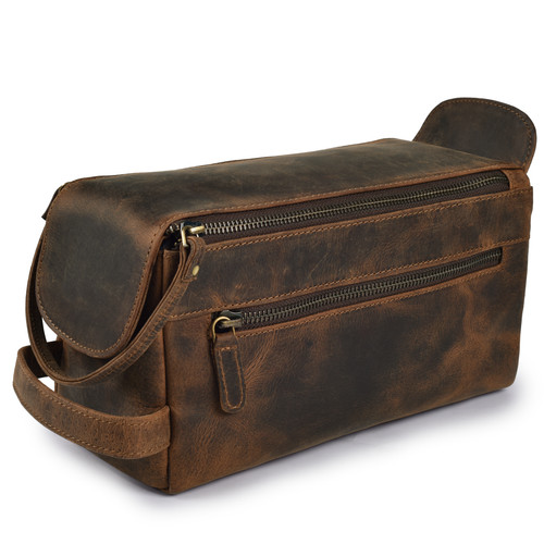 Leather travel toiletry - toiletry, bag