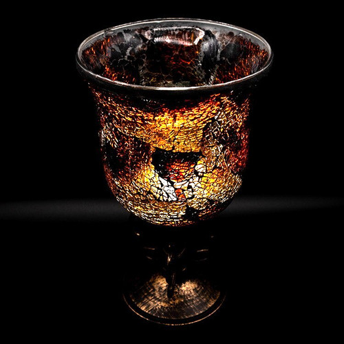 Vtg mosaic crackle glass - mosaic,
