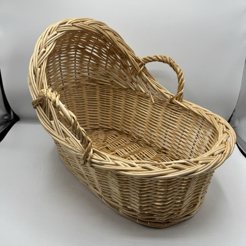 Wicker doll bassinet miniature - doll,