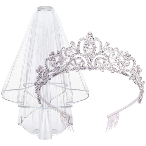 Tiara and lace bridal veil - tiara,