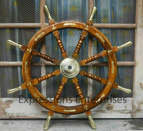 Wooden ship wheel with - 36",