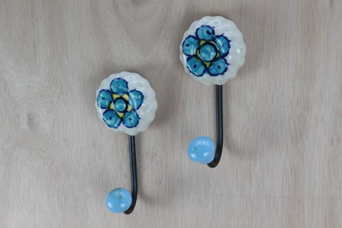 Ceramic wall hooks - with, iron