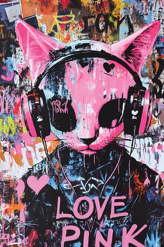 Love pink cat street - love,
