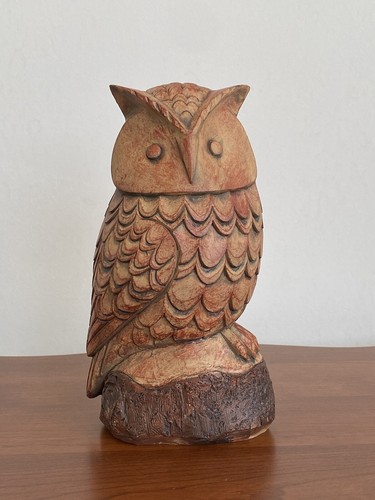 Carved barn owl - owl, faux