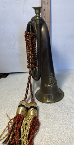 Vintage brass military bugle - vintage,