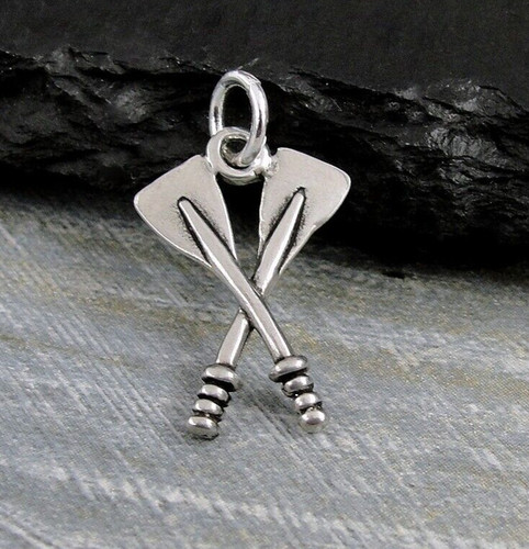 Silver rowing oars charm - silver,