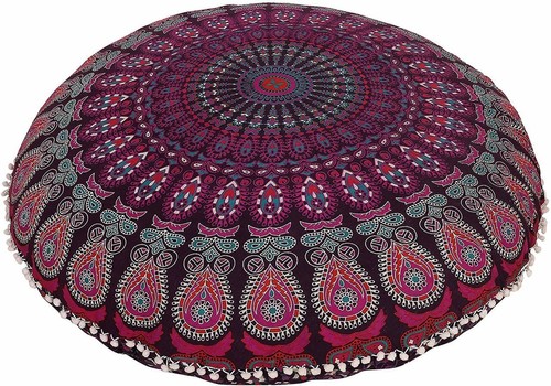 Pink green mandala pillow - pink,