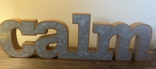 Freestanding calm word letters - calm,