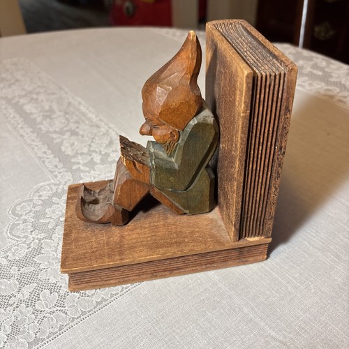 Vtg german wood bookend - german, hand