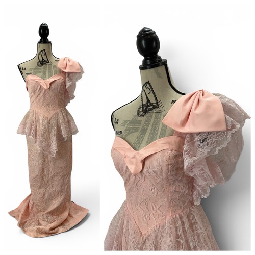 Vintage 80s pink lace one - vintage,