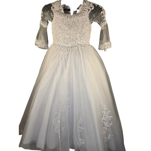 White lace tulle flower - white,