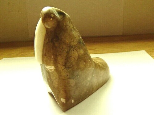 Vintage carved stone - stone, walrus