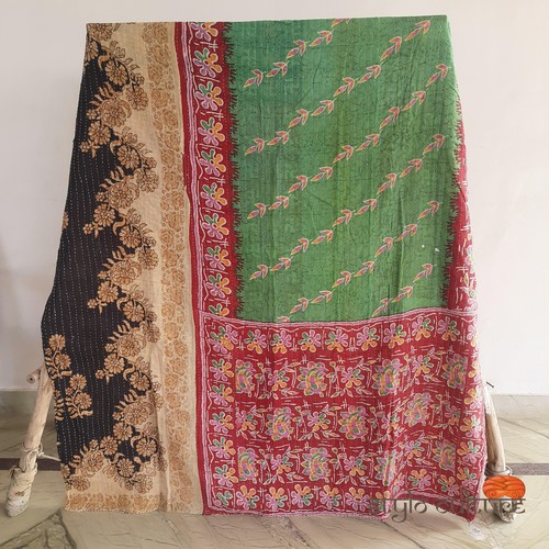 Vintage kantha throw quilt - kantha,
