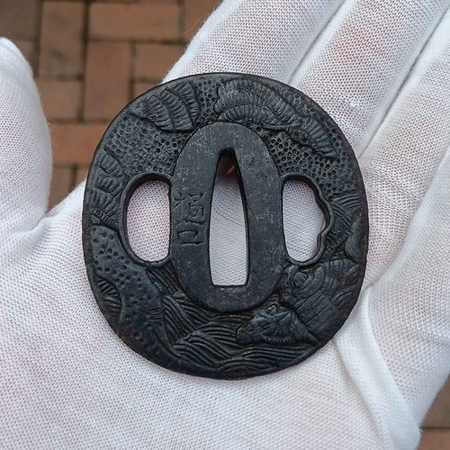 Iron tsuba modern - tsuba,
