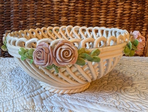 Vtg capodimonte rope bowl - rope,