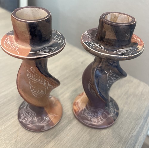 Soapstone candle holders - soapstone,