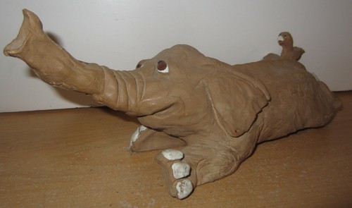 Vintage elephant clay art - vintage,