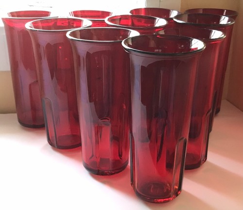 Vtg thick heavy red glass - red,