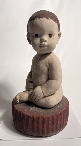 Antique concrete baby boy - concrete,