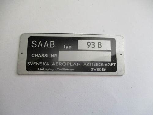 Nameplate plate saab 93b b - saab,