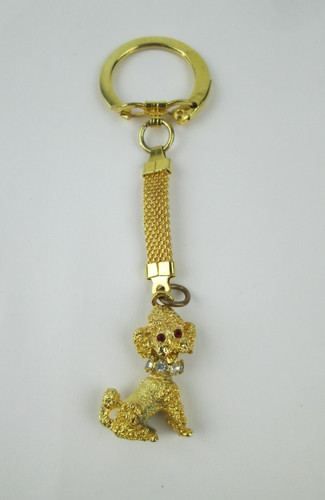 Vtg poodle keychain rhinestone - vtg,