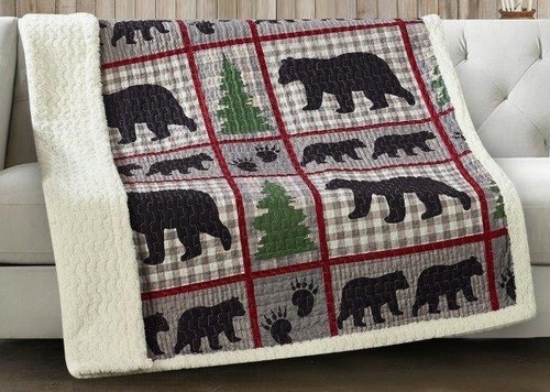 Bear plaid pine - plaid, print