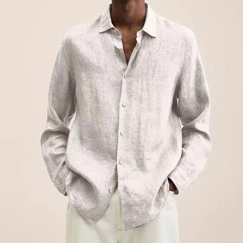 Men cotton linen long - linen, sleeve