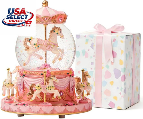 Carousel horse music box - box, snow