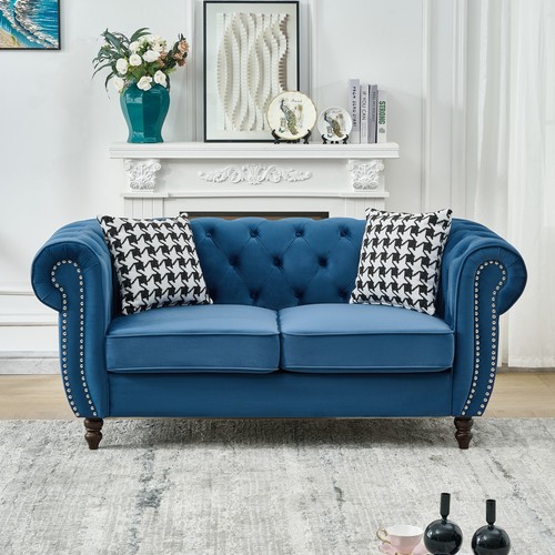 Blue velvet chesterfield - velvet,