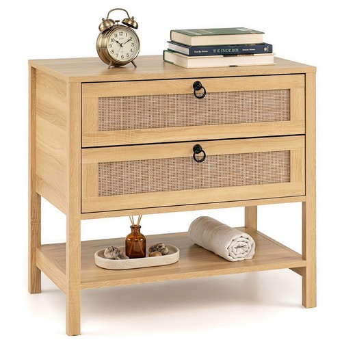 Rattan nightstand 2 - rattan, w/