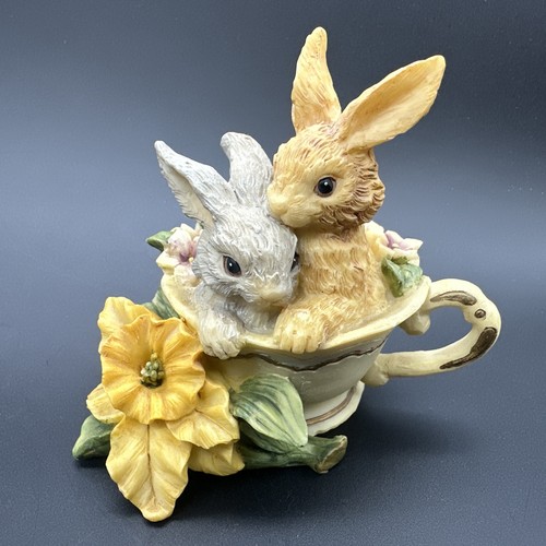 Vintage resin bunny rabbits - vintage,