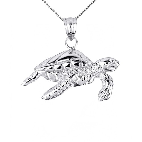Sterling silver sea turtle - silver,