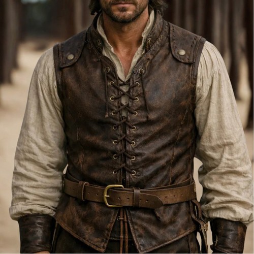 Men leather steampunk vest - steampunk,
