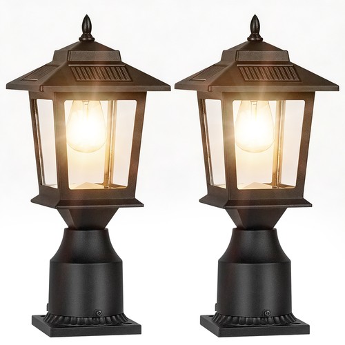 2pks solar post lights - lights,, dusk