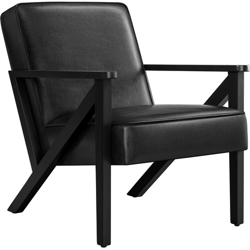 Faux leather armchair accent - faux,