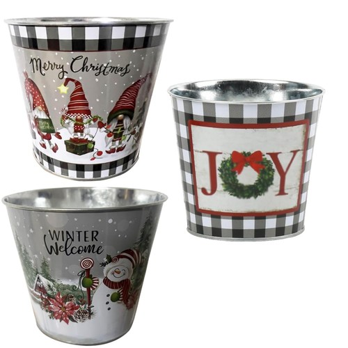 Christmas metal planters - metal,