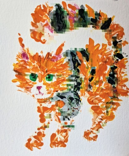 Original ginger tabby cat art - ,