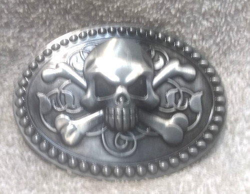 Silver black skull crossbones - silver,
