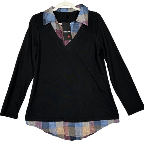Kohl black plaid faux - black, w