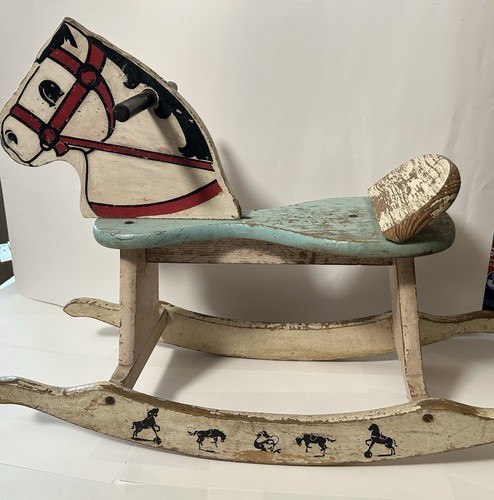 Antique painted wooden kids - wooden,