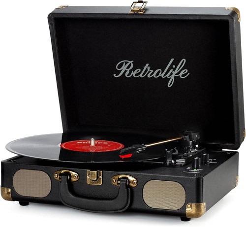 Vinyl record player with - record,