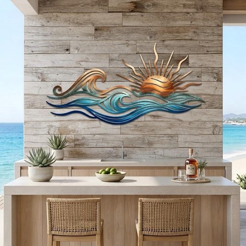 Coastal sunset metal wall art - metal,