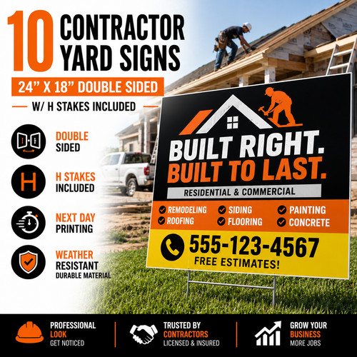 Contractor yard signs 24x18 - contractor,