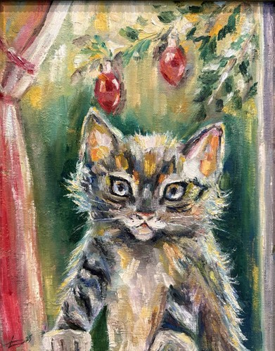 Original oil painting - original, kitten