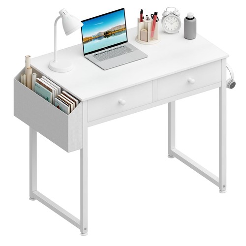 Small white desk with - with, drawers