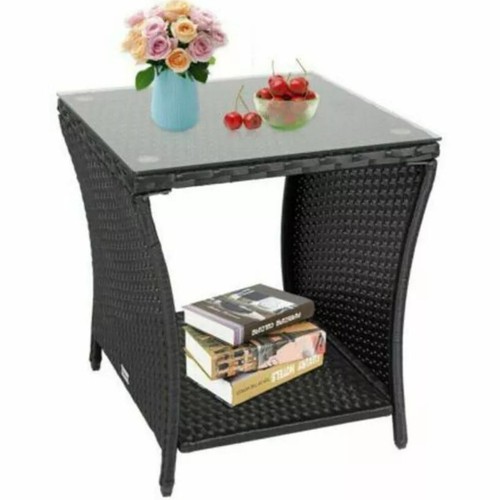 Patio side table - table, rattan
