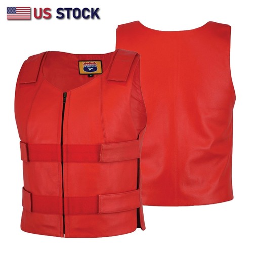 Red leather vest - vest, women
